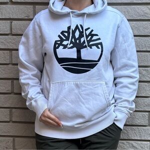 Timberland Hoodie White/Ice with Black Logo Sz M